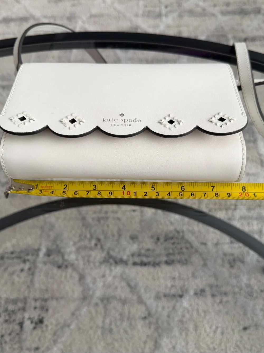 kate spade Magnolia Street White Scallop Trim Leather Crossbody
